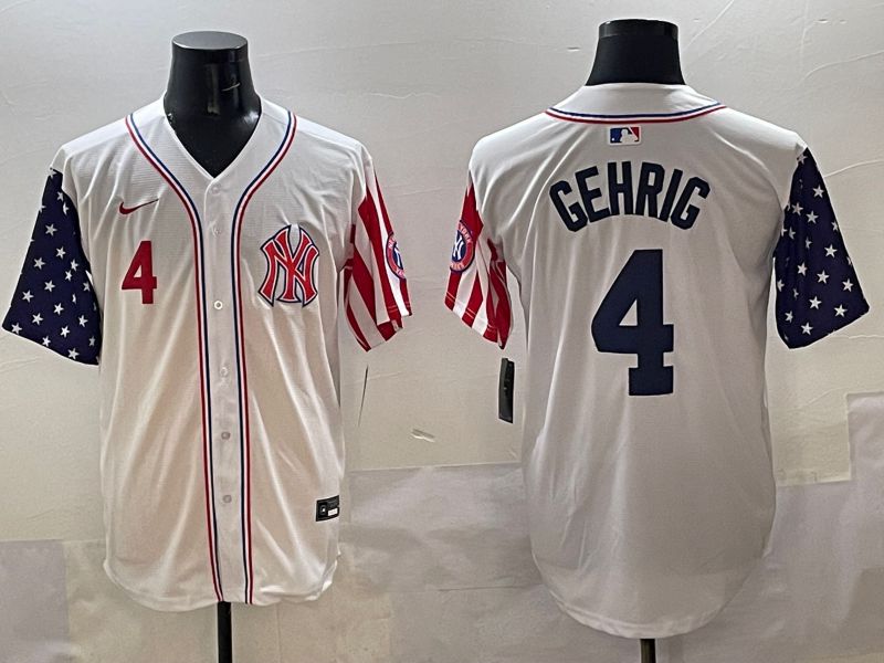 Men New York Yankees #4 Gehrig White a generation of national flags Jointly Name 2025 Nike MLB Jersey style 4